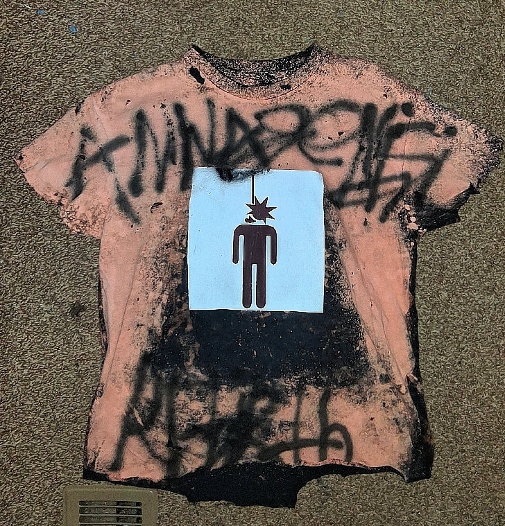 Annagenisi Cropped Bleached Rebirth Graphic Tee