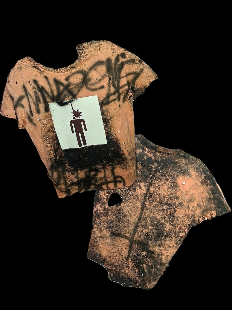 Annagenisi Cropped Bleached Rebirth Graphic Tee