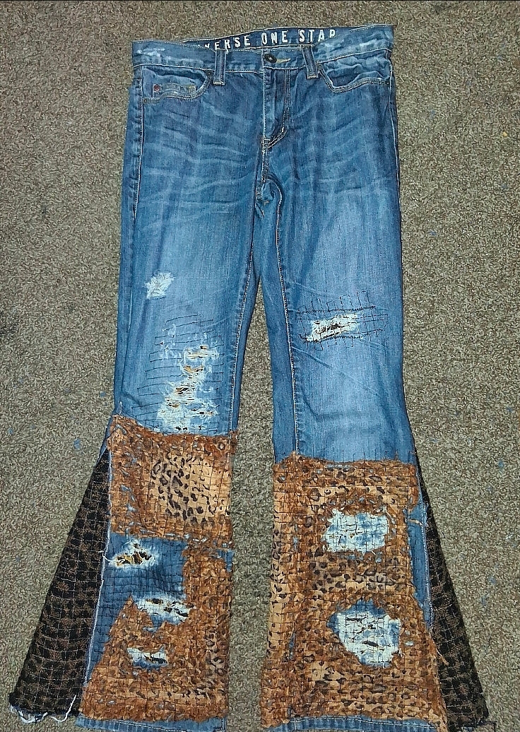 Annagenisi Grid Stitch Boro 1 Of 1 Cheata Print Flar